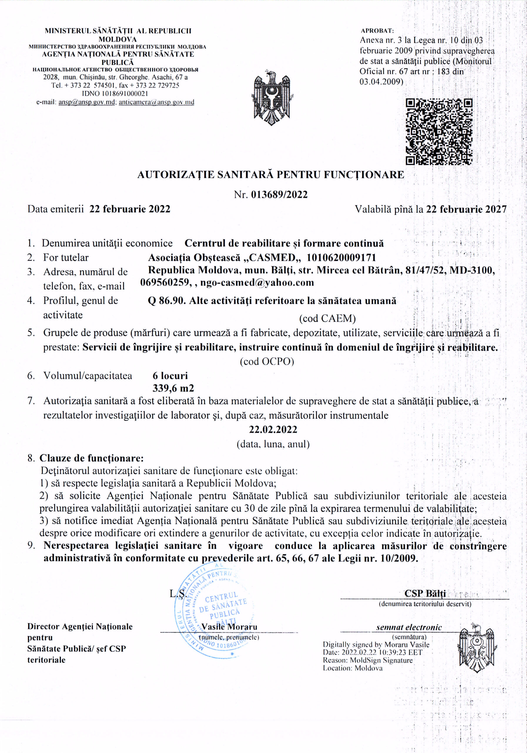 autorizatie sanitara